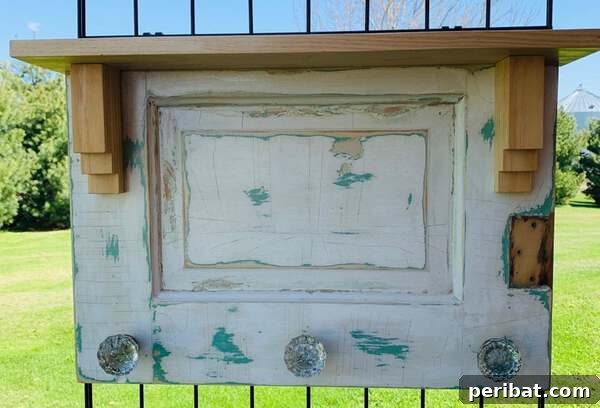 Old door mini shelf cut to size and mounted