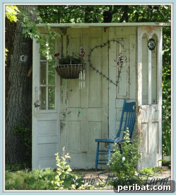 Old door lean to shed for garden storage