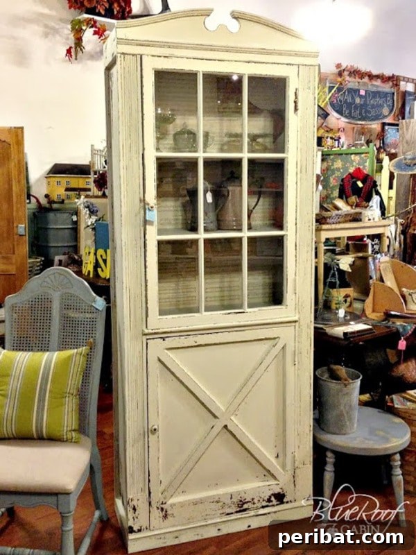 Cream vintage door cabinet for storage