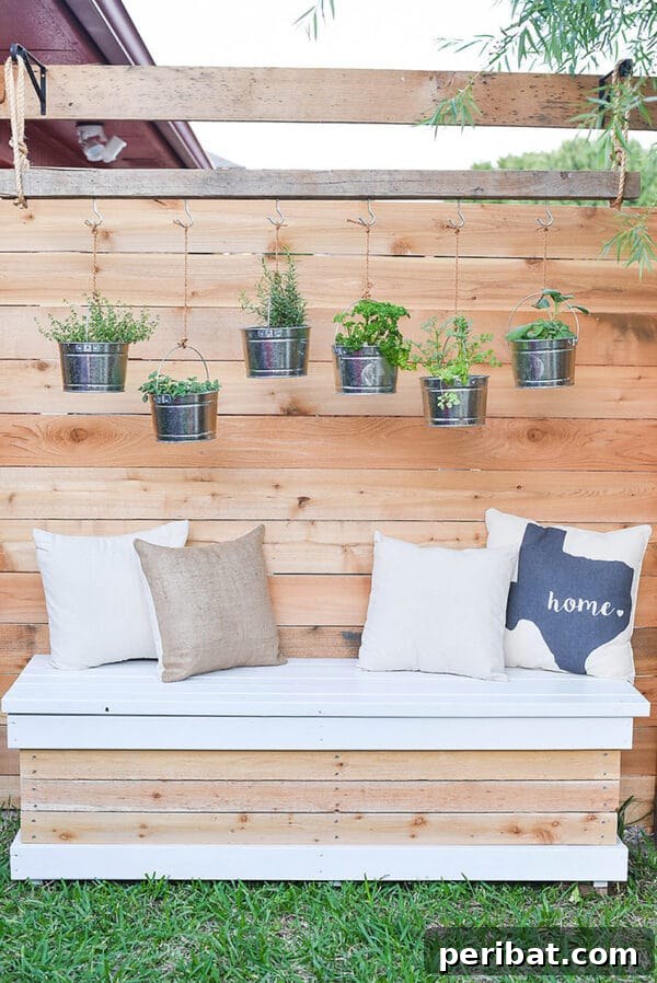 Elevate Your Outdoors with DIY Hanging Accents 8 Bucket herb garden