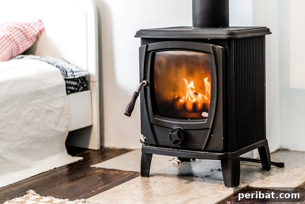 Creating Your Rustic Bedroom Oasis 27 Bedroom with a small black wood burning fireplace