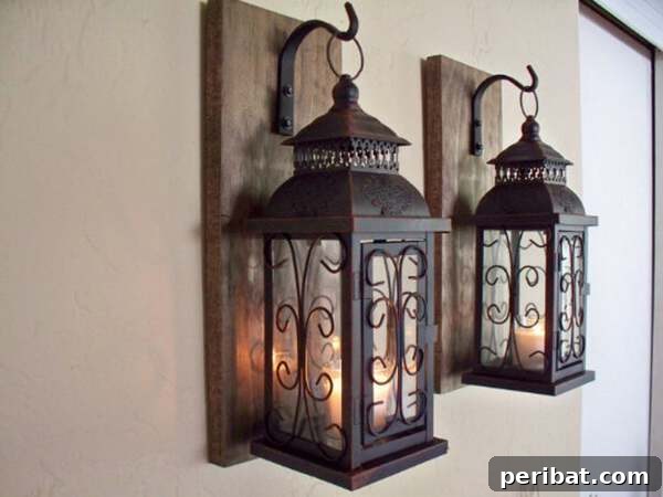 Creating Your Rustic Bedroom Oasis 28 Rustic metal wall sconce lanterns for votive candles