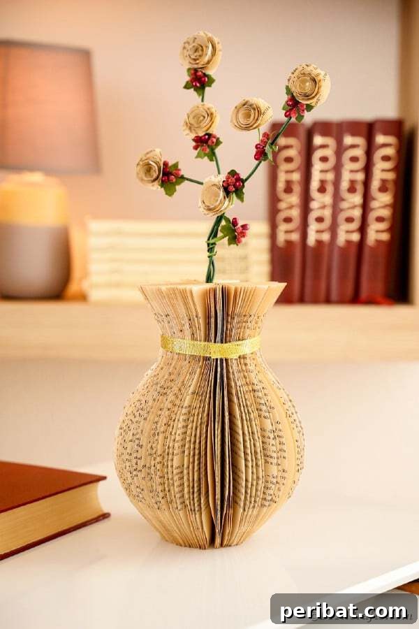 Creating Your Rustic Bedroom Oasis 4 Handmade vase crafted from old book pages