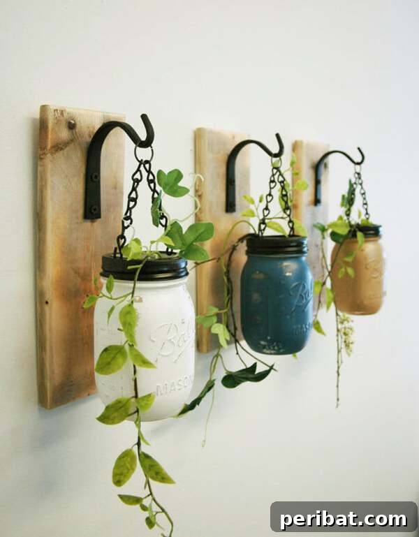 Creating Your Rustic Bedroom Oasis 34 Mason jar wall sconces with plants