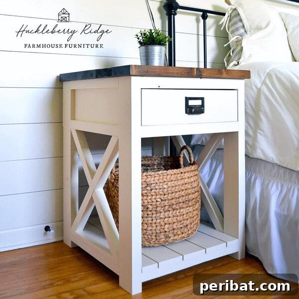 Creating Your Rustic Bedroom Oasis 38 DIY white farmhouse nightstand with stained wood top