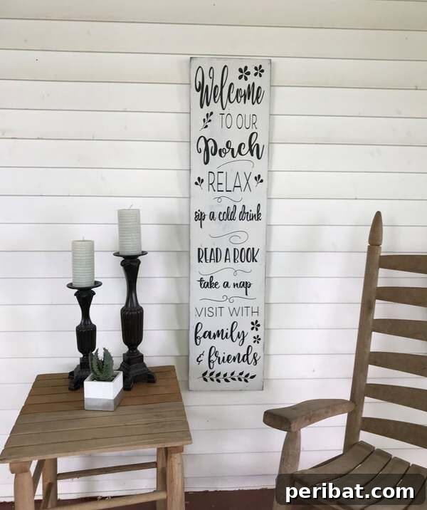 Long white message sign
