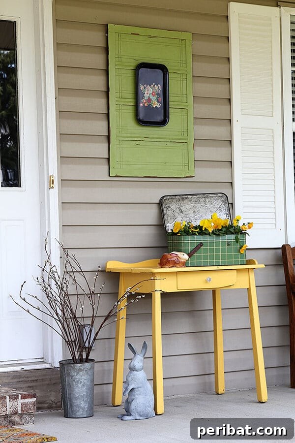 Vintage platter on green door