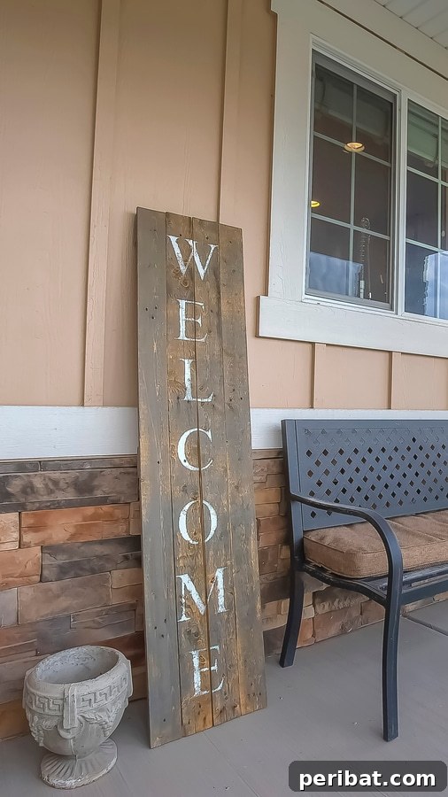 Wood slat welcome sign