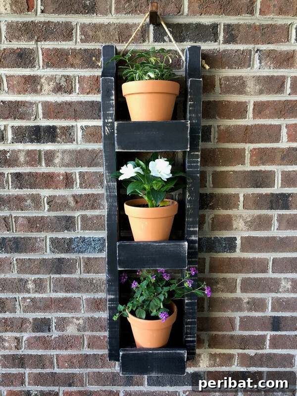 Black wood tiered planter