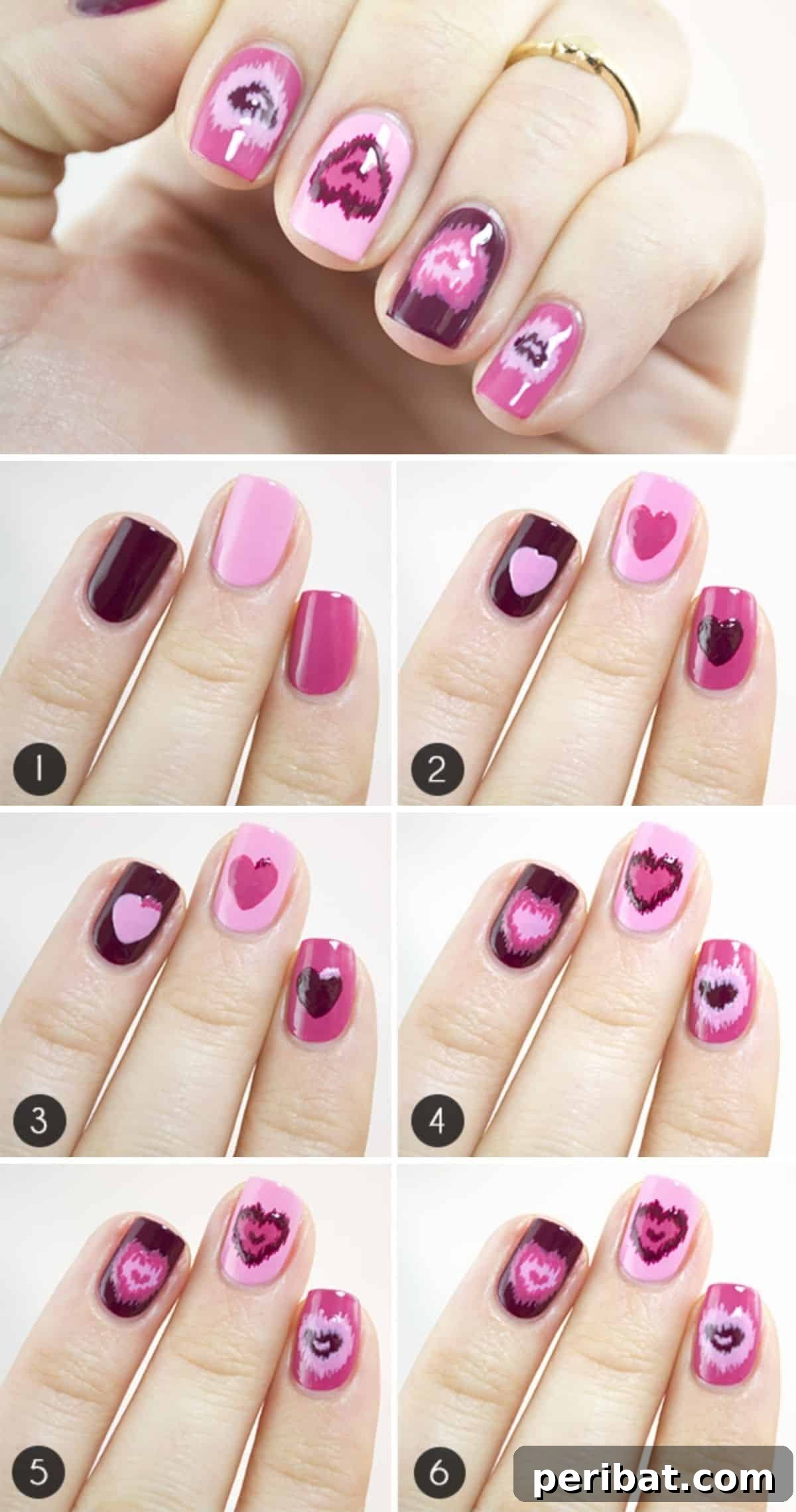 Irresistibly Charming Valentine Nail Ideas 11 Ikat Hearts nail art