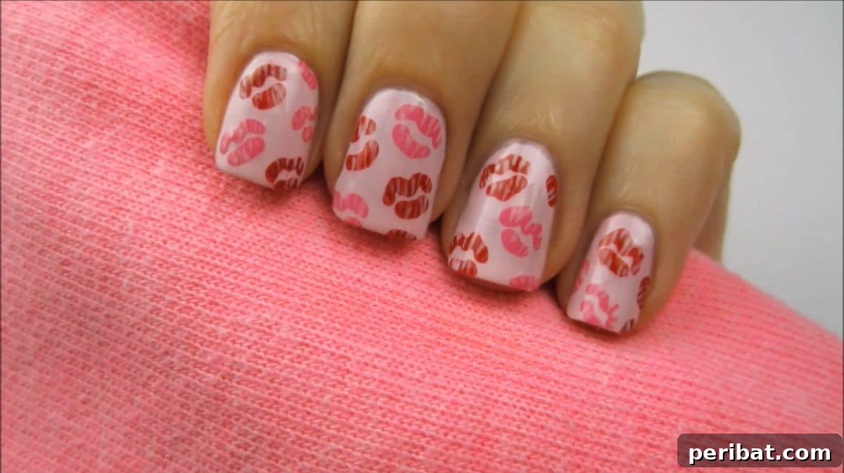 Irresistibly Charming Valentine Nail Ideas 12 Give Me a Kiss nail art