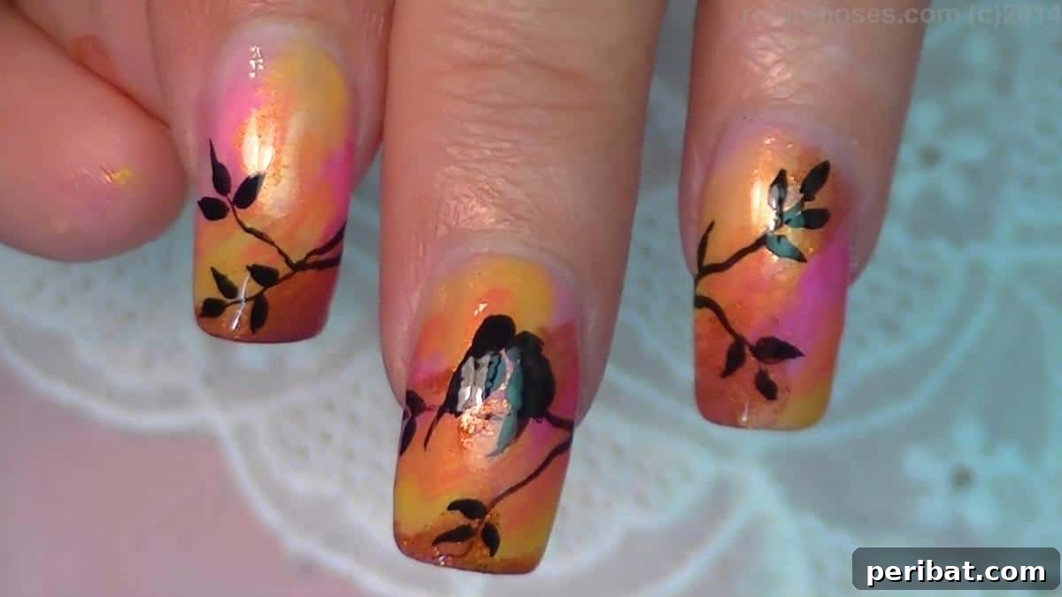 Irresistibly Charming Valentine Nail Ideas 19 Lovebirds nail art
