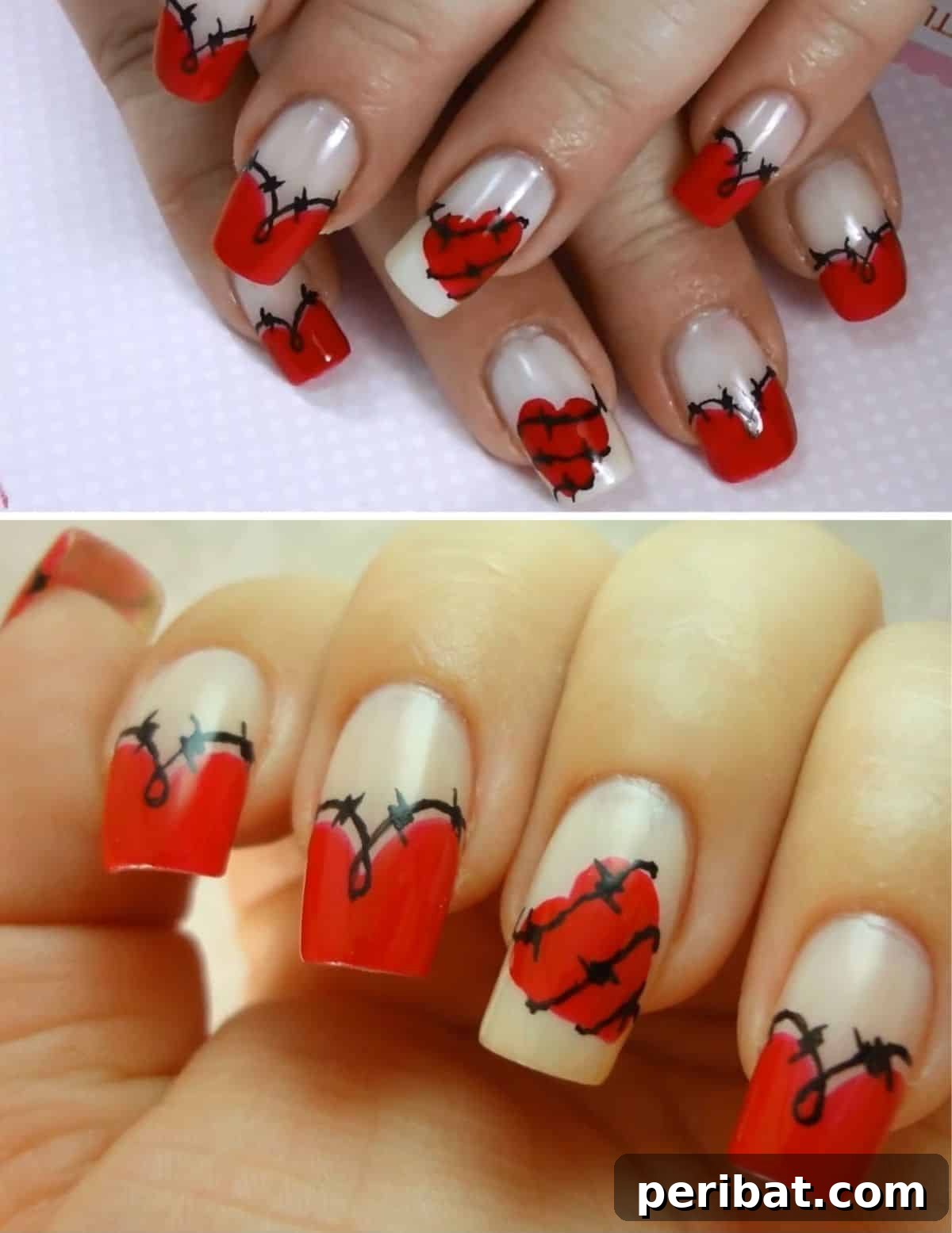 Irresistibly Charming Valentine Nail Ideas 20 Barbed Wire Heart nail art