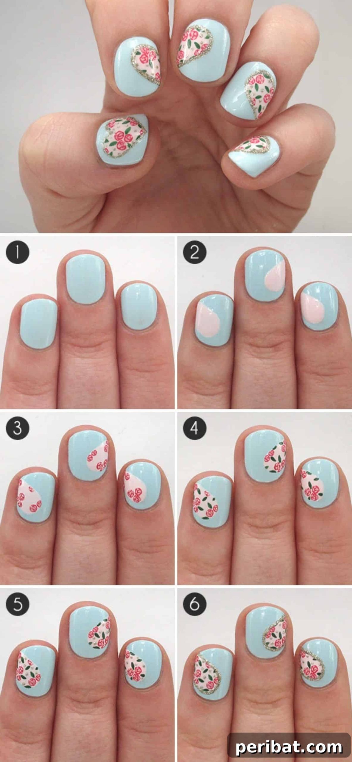 Irresistibly Charming Valentine Nail Ideas 7 Floral Hearts nail art