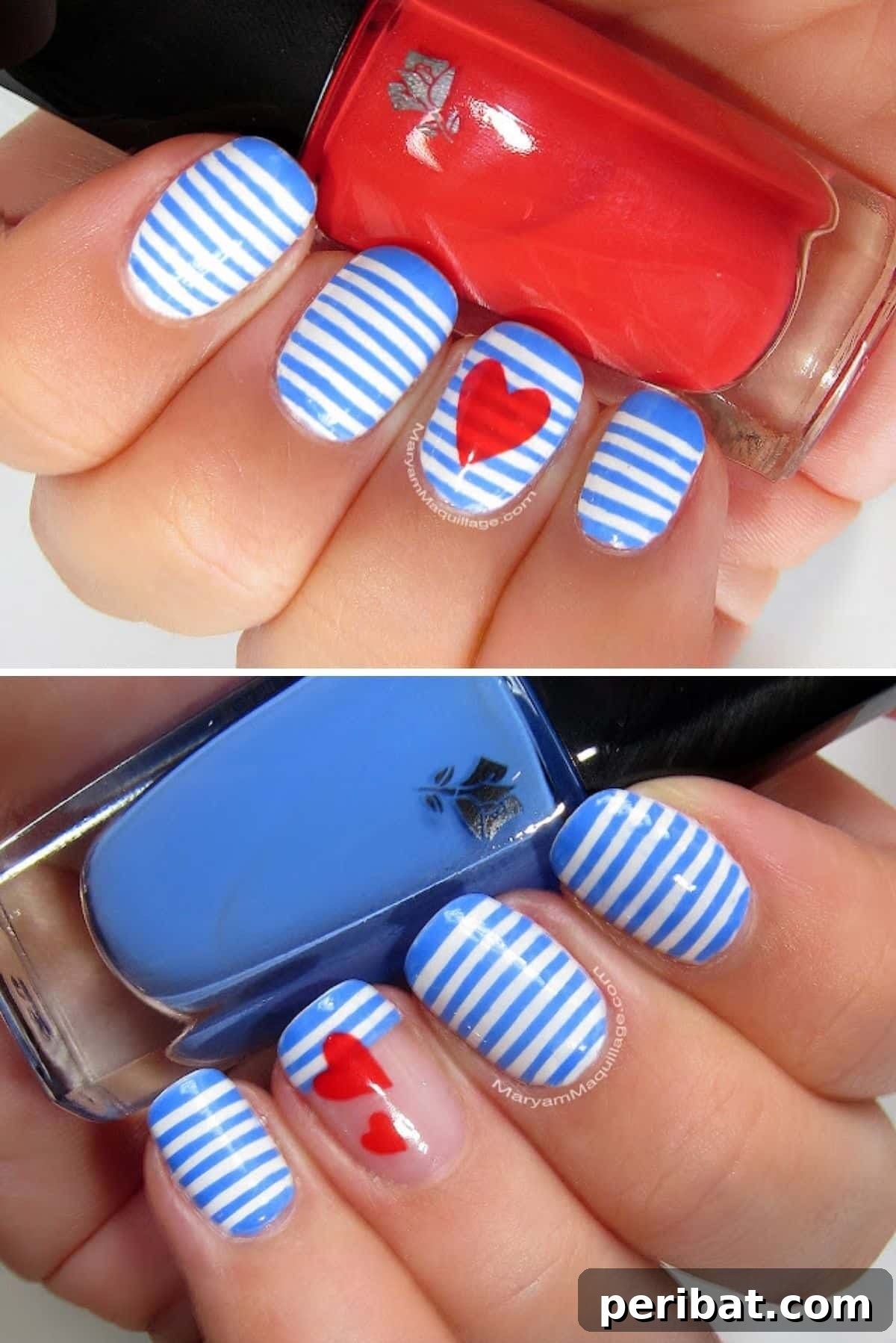 Irresistibly Charming Valentine Nail Ideas 8 Sailor’s Heart nail art