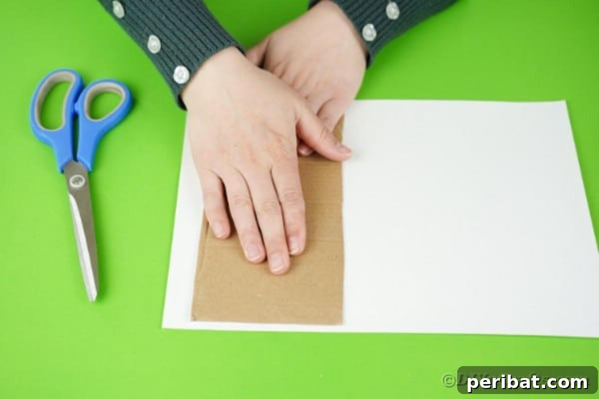 Gluing cardboard onto paper
