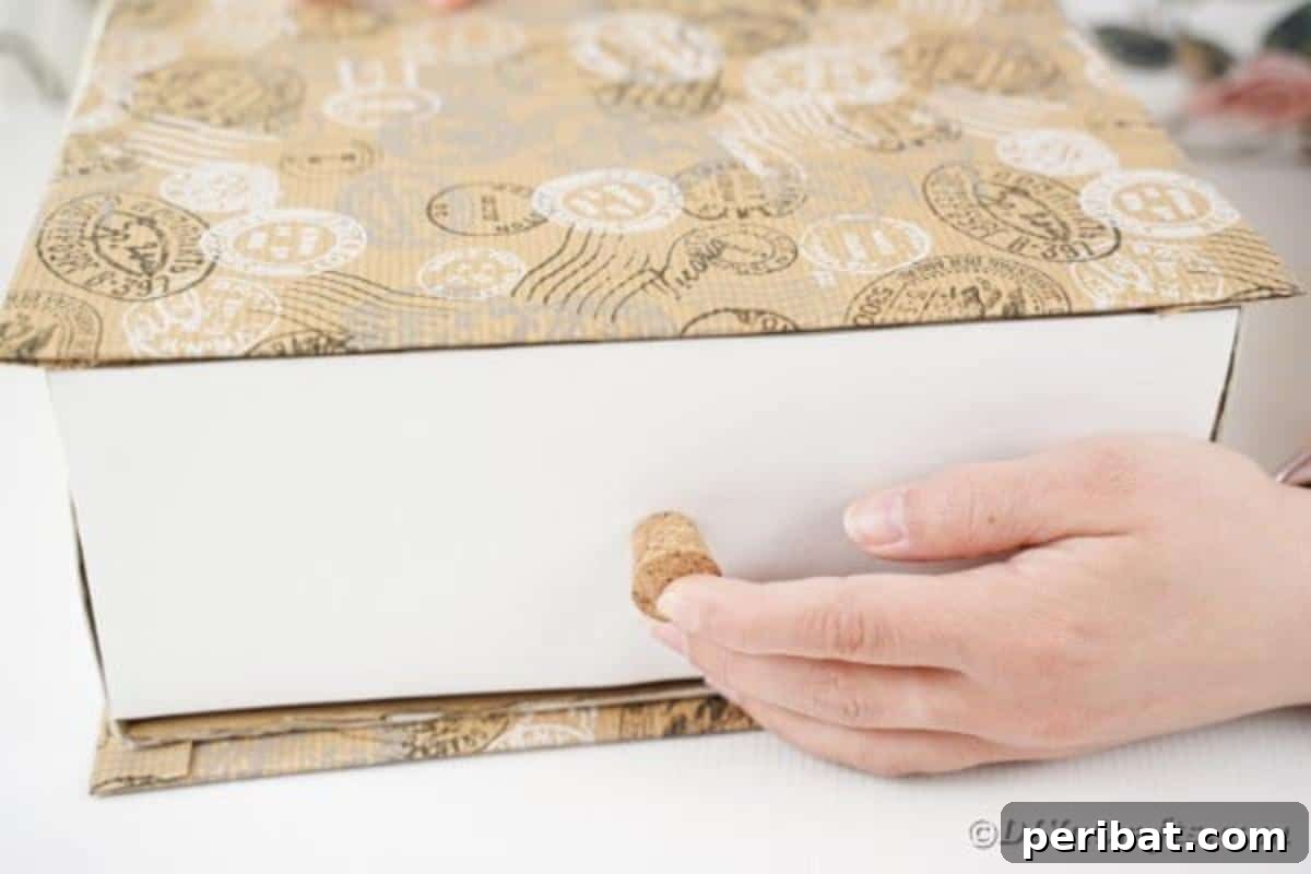 Adding cork to box