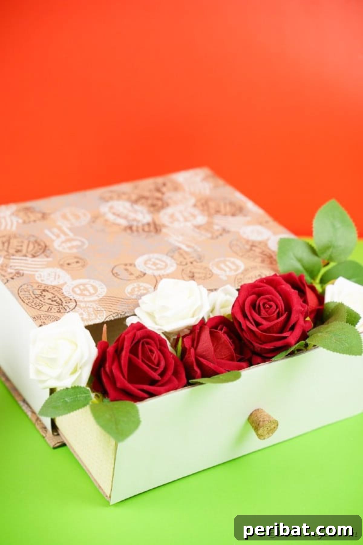Box drawer filled with roses