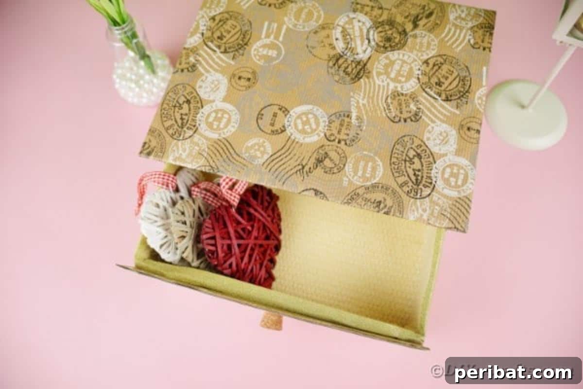 Box drawer with heart sachets inside