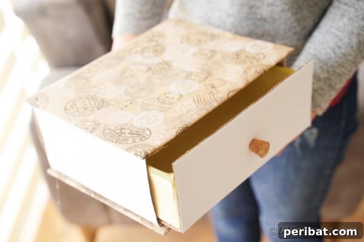 Woman holding box drawer
