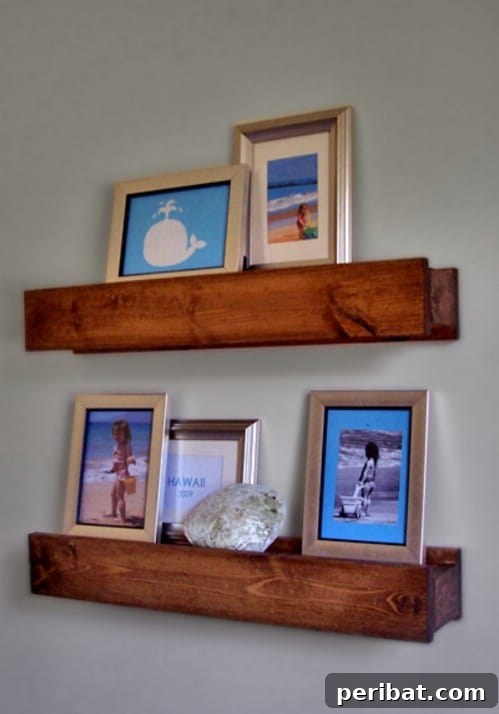 25 Genius Ways to Showcase Your Favorite Photos 16 Barn Beam Shelves - Rustic Photo Ledges