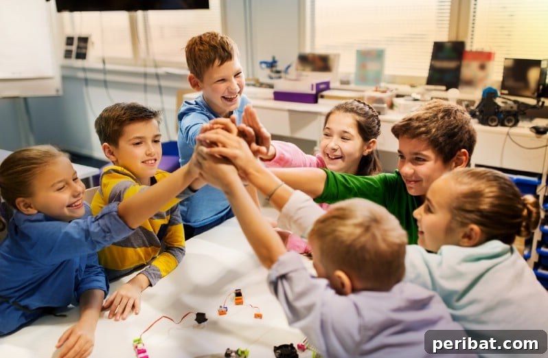 Kids doing teamwork.