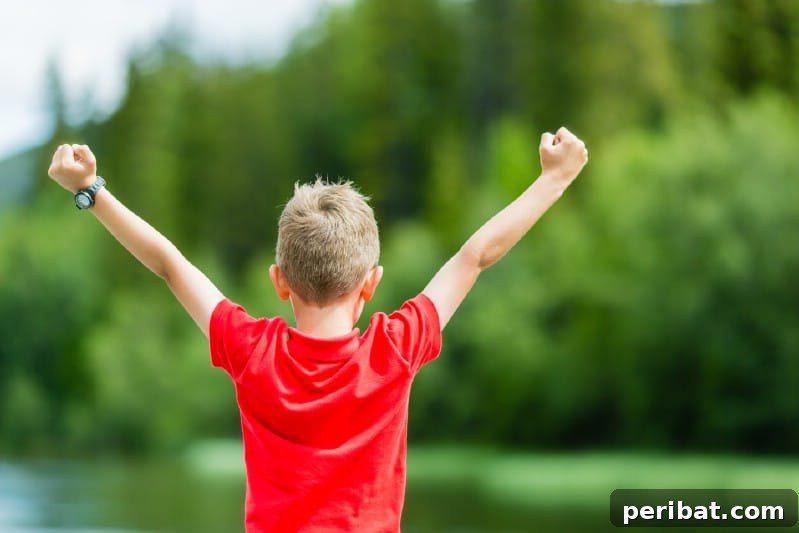 Little boy feeling accomplished.