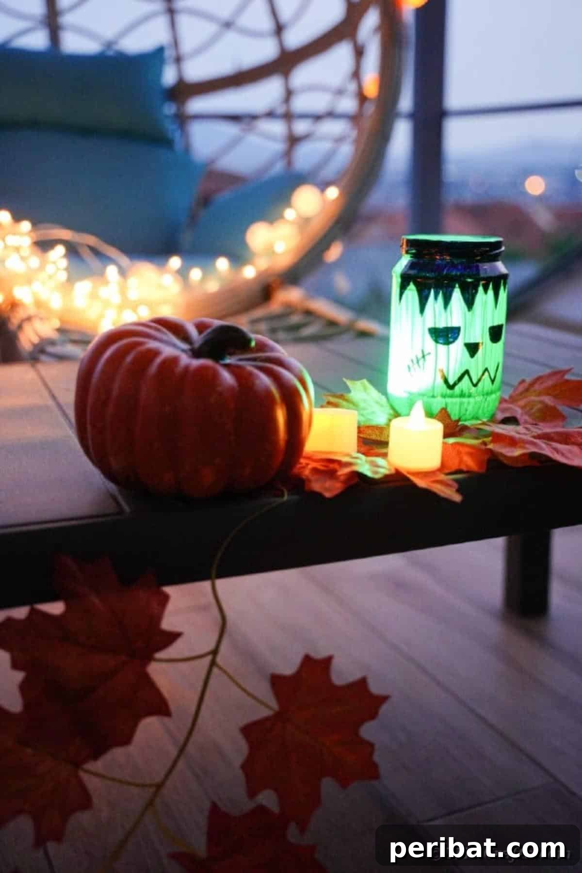 Charming Frankenstein Mason Jar Halloween Glow 18 Frankenstien lantern lit by fake flowers