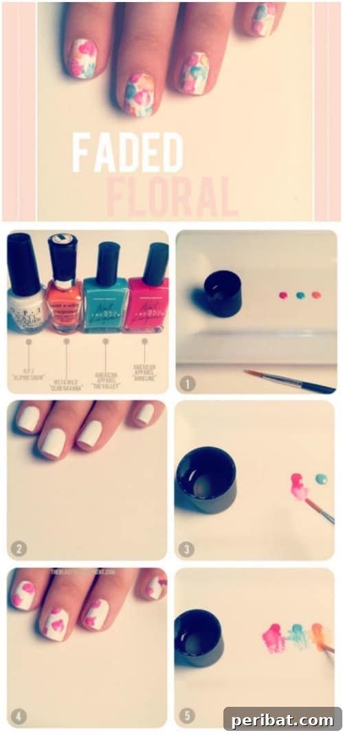 Soft Faded Floral Watercolor Effect Nails