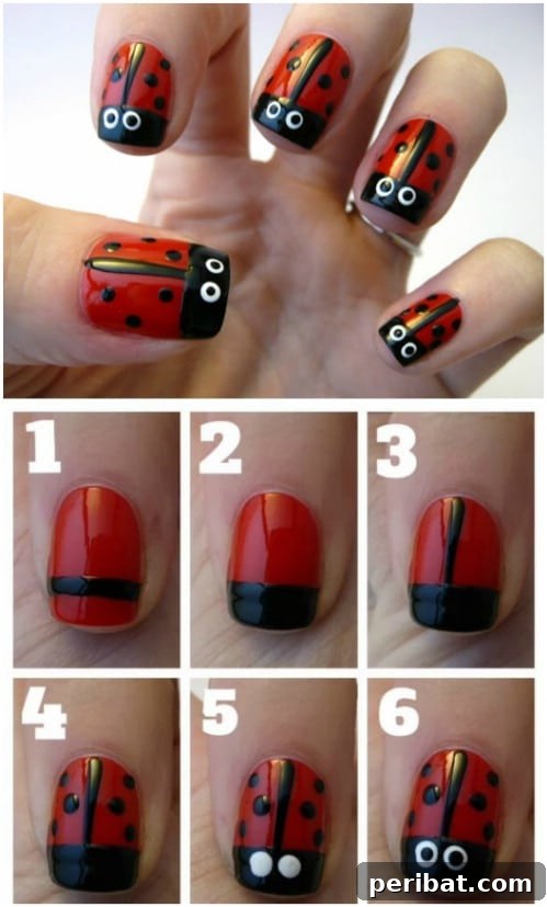 Adorable Ladybug Nail Art for a Cheerful Spring Manicure