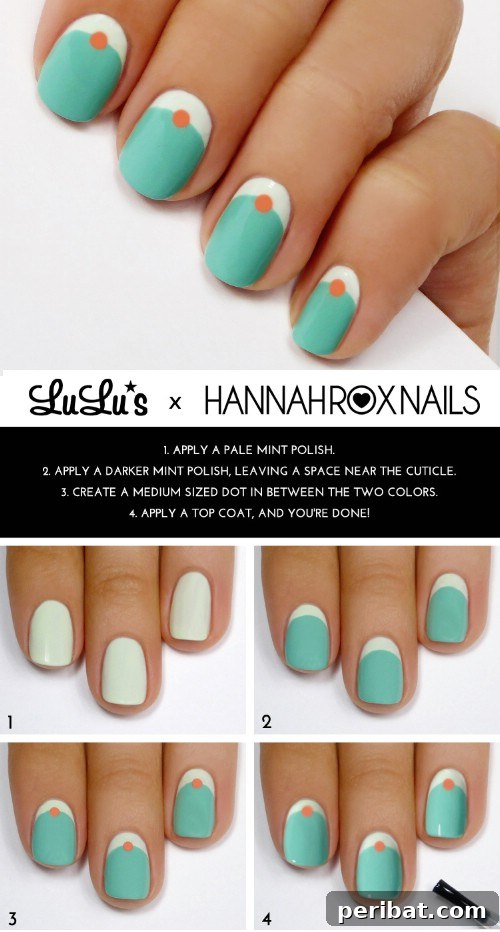 Refreshing Tropical Reverse French Tips with Dot Accent