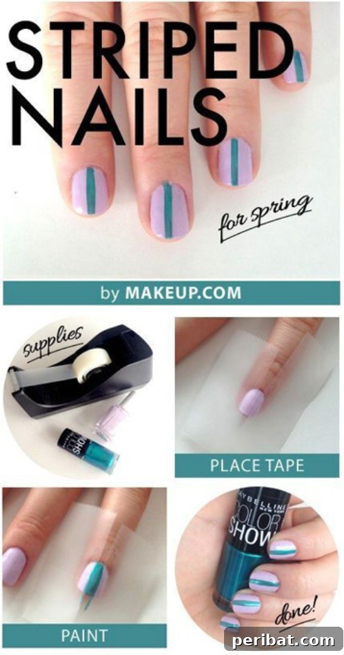 Easy and Versatile Striped Spring Nail Art