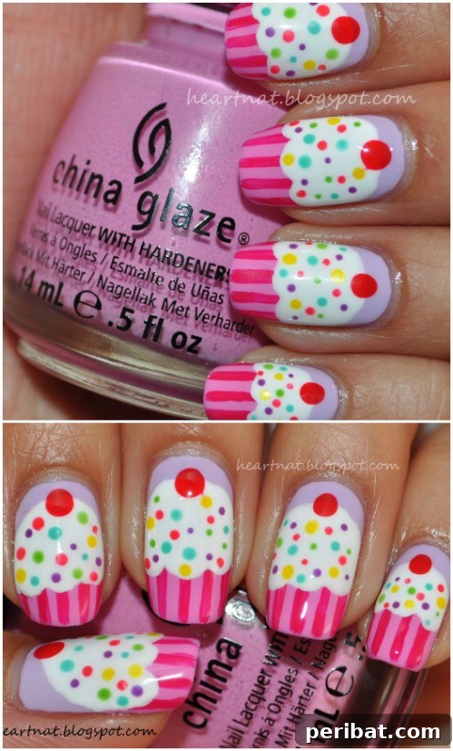Cute Cupcake Nail Art for Spring