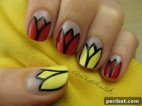 Delicate Tulip Tips Spring Nail Art Tutorial