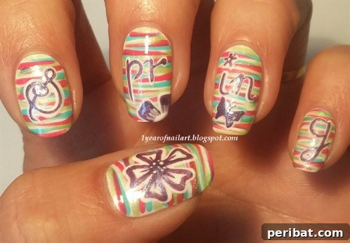 Expressive 'Spring' Lettering Nail Art
