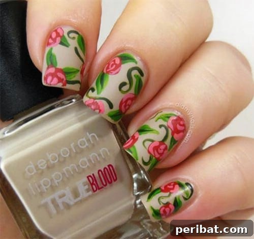 Gorgeous Spring Scene Nail Art Design
