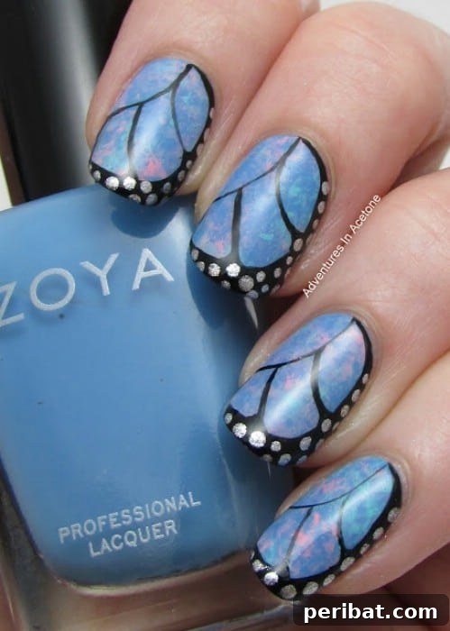 Artistic Abstract Butterfly Wing Nail Design