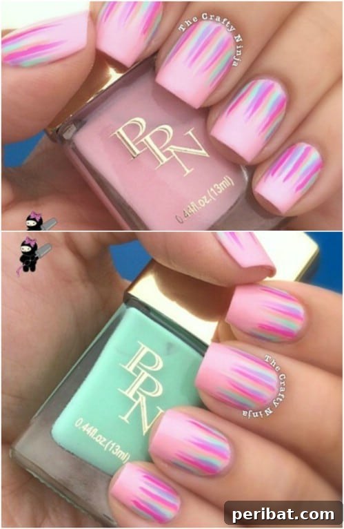 Graceful Waterfall Nail Art with Thin Brush Technique