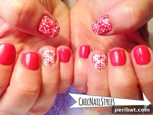 Understated Simple Floral Accent Nail Art