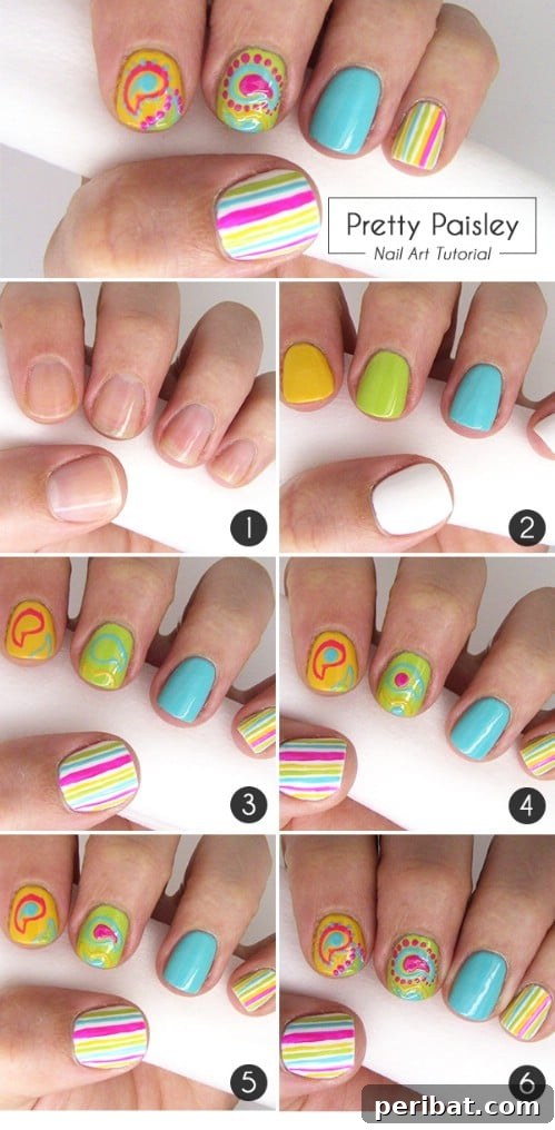 Colorful and Fun Pretty Paisley Spring Nail Art