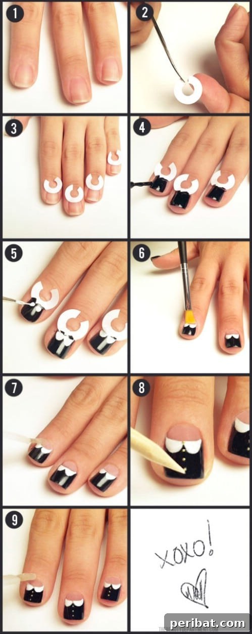 Sophisticated Cute Collar Tuxedo Nail Art