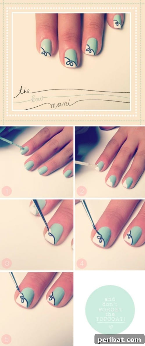 Charming Beautiful Bows on Tiffany Blue Nails