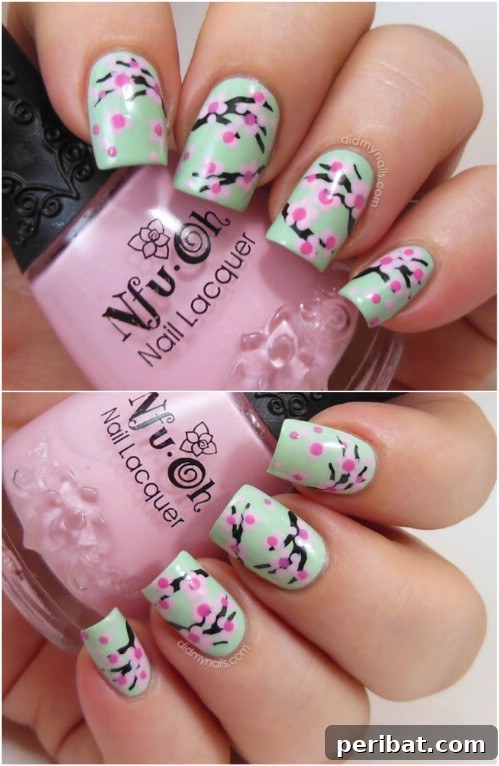 Intricate Cherry Blossoms Spring Nail Art Tutorial