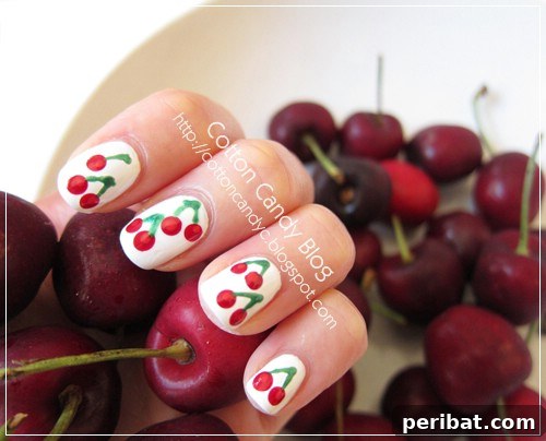 Simple and Cheerful Cherry Nail Art Design