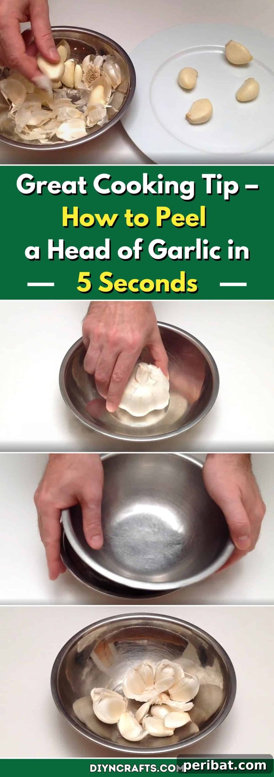 The 5-Second Garlic Peel Hack You Need to Know 2 Great Cooking Tip – How to Peel a Head of Garlic in 5 Seconds