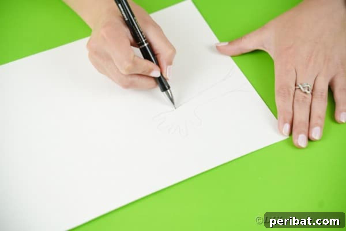 Fun and Easy Halloween Paper Fan Decor 14 Drawing on white paper