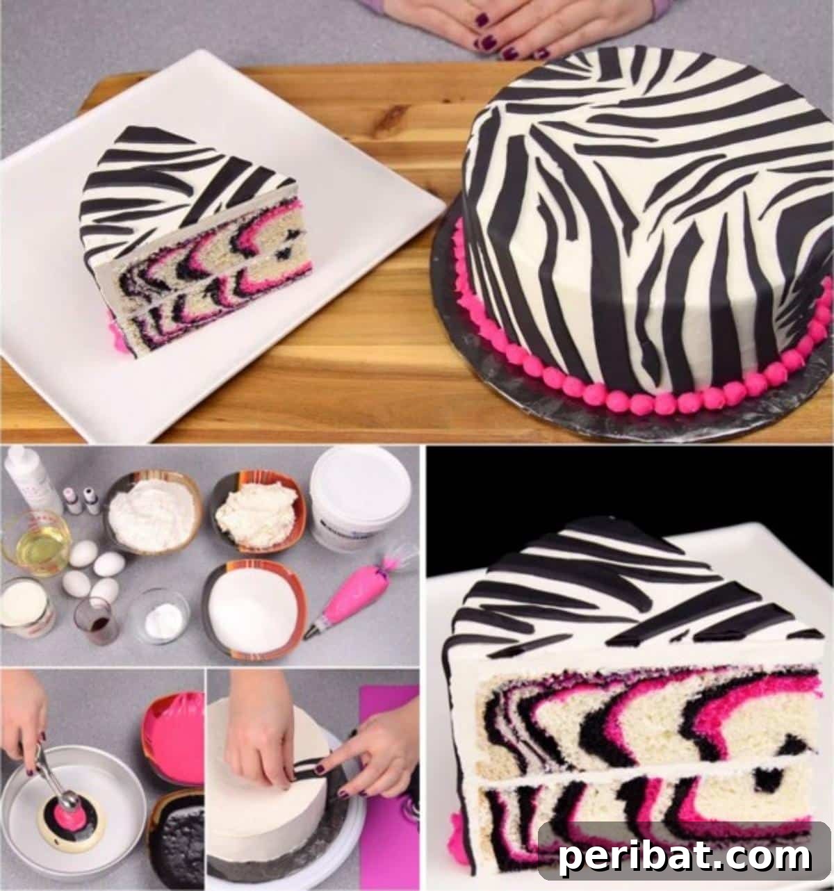 Effortless Pink Zebra Swirl Cake 2 Baking an Easy and Delicious Pink Zebra Cake {Video Instructions} Amazing recipe...