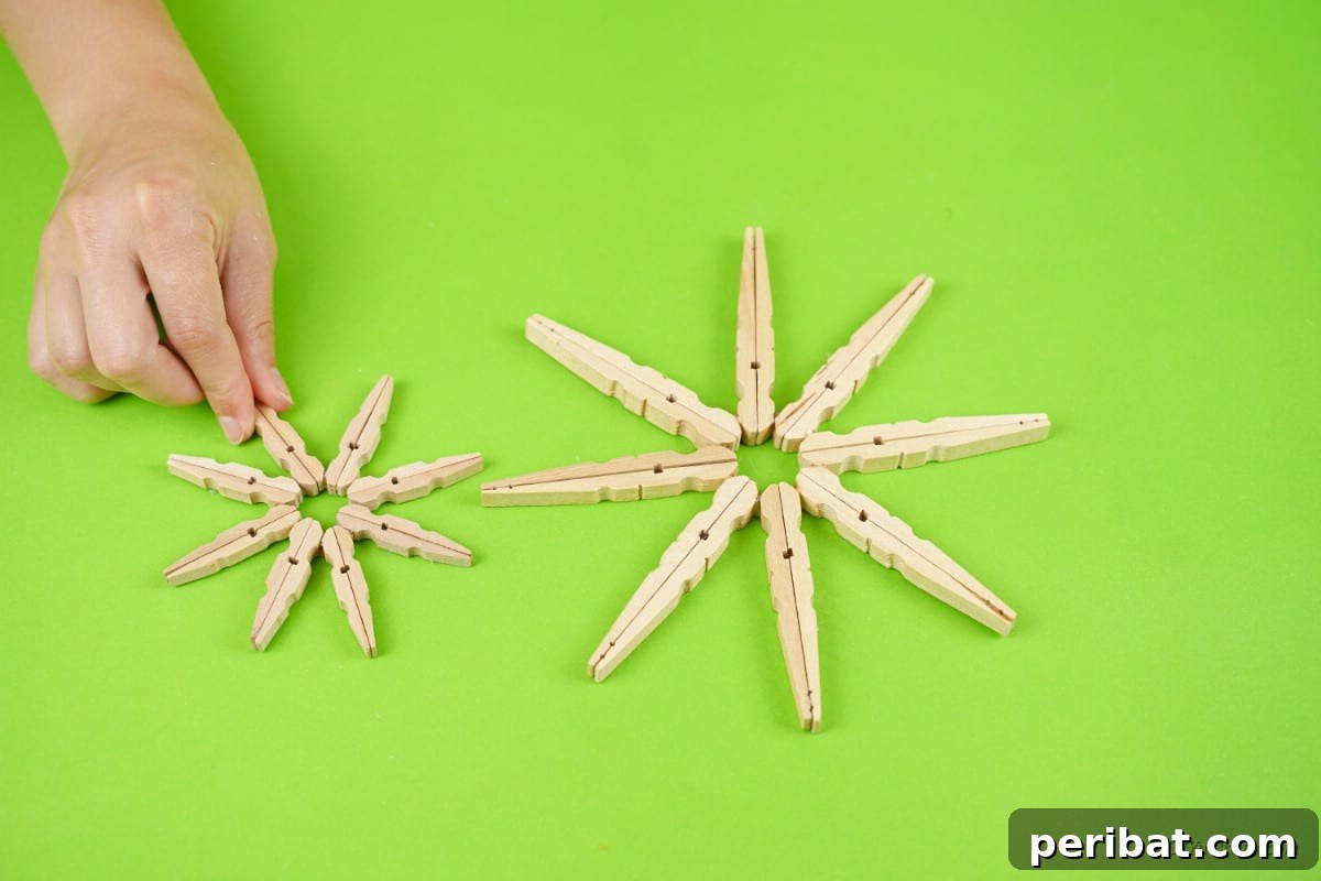 two sets of clothespin star designs