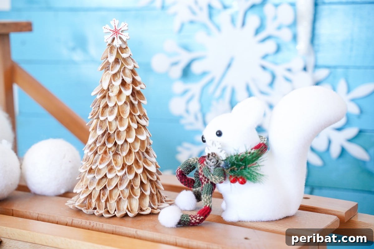 DIY Mini Christmas Trees from Upcycled Pistachio Shells 16 Mini Christmas tree with snowflake and decorations