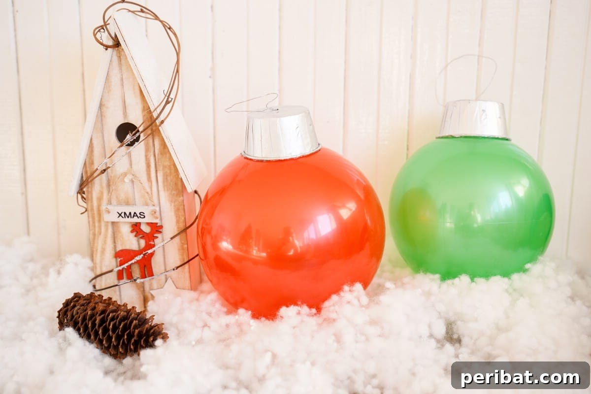 Christmas ornament display with fake snow birdhouse, showcasing decorative options